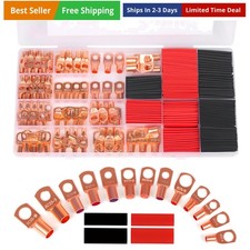 Copper Wire Lugs,Terminal Connectors,Used on 10 8 6 4 2 Cable,Heat Shrink Set...