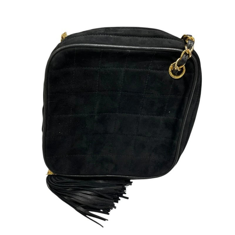 Chanel Matelasse Black Suede Square Shoulder Bag r1_0810