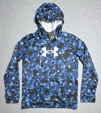 Under Armour Fleece Lined Boys Hoodie Youth Size XL Loose Fit Blue Camo NWT