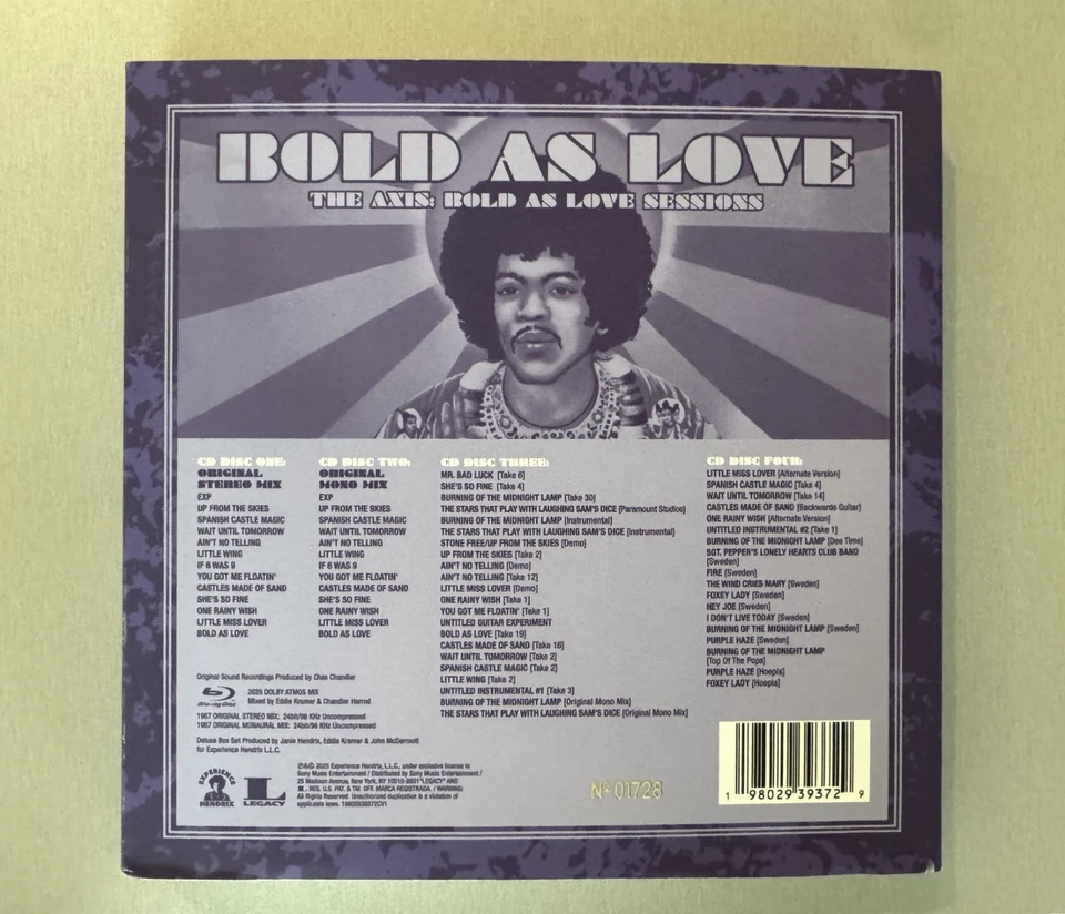 Bold As Love by Jimi Hendrix (CD x 4; Blu-Ray x 1, Box Set, 2025, Sony Legacy) - Image 2 of 4