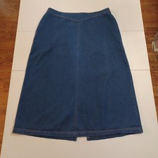 VTG Y2K KORET CITY BLUES Midi Jean Skirt Women Blue Denim Pleated Modest Cottage