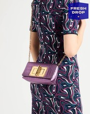 RRP€3100 TOM FORD Metallic Leather Crossbody Bag Croc Embossed Chain Turn Lock