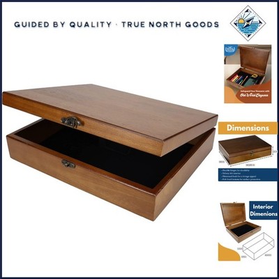 Rustic Walnut Finished Box with Antique Metal Closure for Organizing Valuables
