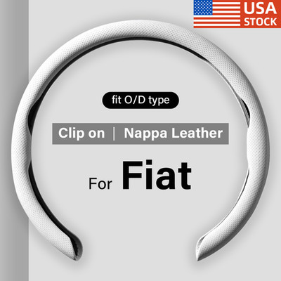 For Fiat Nappa Leather Steering Wheel Cover Good Grip Car Accessories White 15''