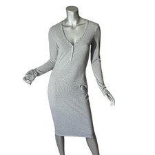 Wild Fable Women  s XS Henley Midi Dress Snap V Neck Long Sleeves Grey NEW
