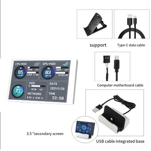 Compact Type C 3 5 IPS Secondary Display for Improved Multitasking Experience - Photo 5/14