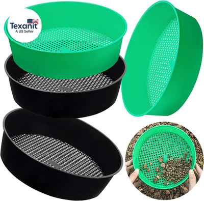 4 Pack Garden Soil Compost Sifter round Plastic Sand Sieve, Sifting Pan Set for 