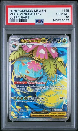 2025 Pokemon Mega Evolution #155 Mega Venusaur Ex Ultra Rare PSA 10