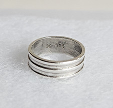 Vintage Signed Sterling Silver Band Ring  7mm Wide  Size 6  3.8g  .925
