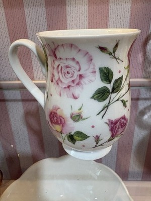 Roy Kirkham Bone China Coffee Mug Rose du Temps Floral Victorian 10 fl oz