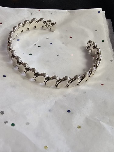 sterling silver Flat Rope cuff bracelet 6.5" 31 Grams circumference 925 - Picture 11 of 11