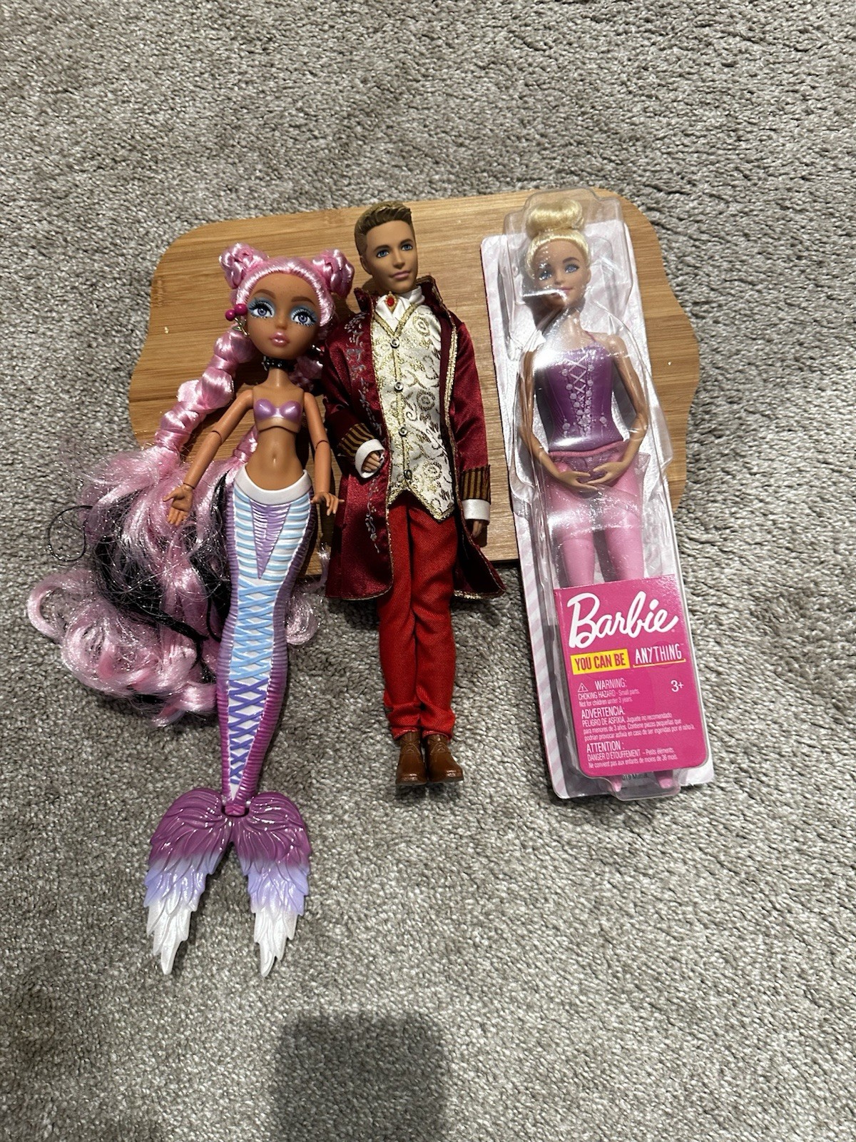 Lot of 3 Barbie You Can Be Anything Mermaid Color and Ken As Prince Dominic