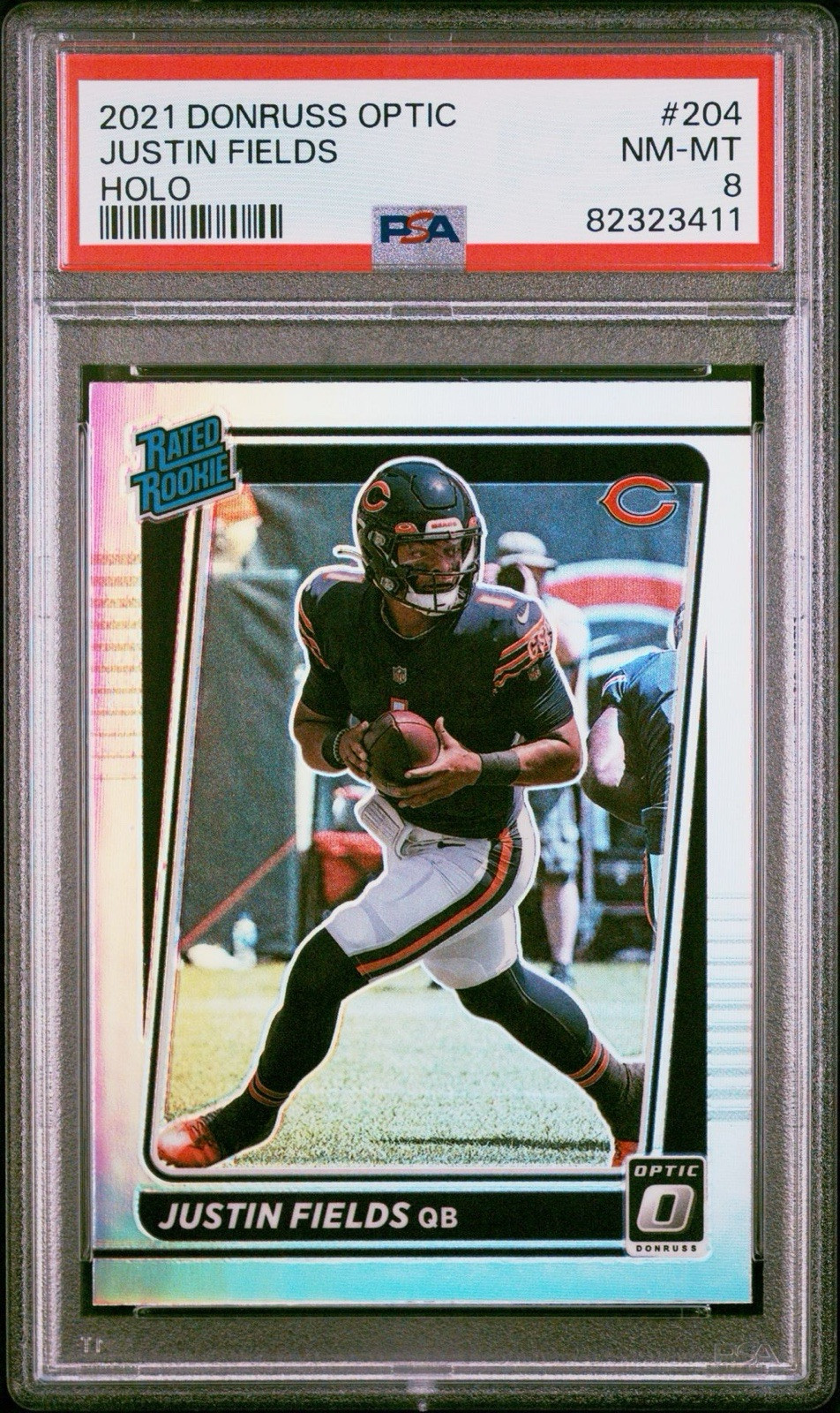 2021 Panini Donruss Optic Justin Fields #204 Optic Holo Rookie PSA 8