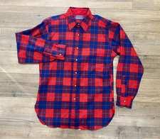 Vintage Pendleton Virgin Wool Lodge Shirt Mens M Plaid Blue Red Made In USA