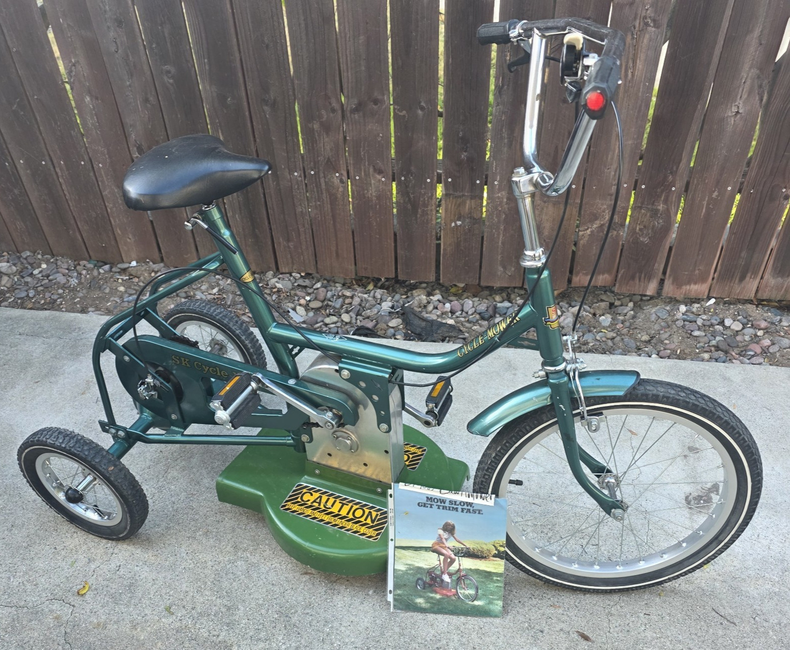 (Used) Rare Vintage SK Cycle Mower Bicycle Bike Trike Sunkyong Green Lawn Mower (1500.00 USD) (Used) Rare Vintage SK Cycle Mower Bicycle Bike Trike Sunkyong Green Lawn Mower (1500.00 USD)