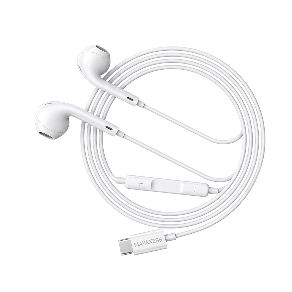 Écouteurs filaires USB-C avec micro blanc pour iPhone 15 Pro Max