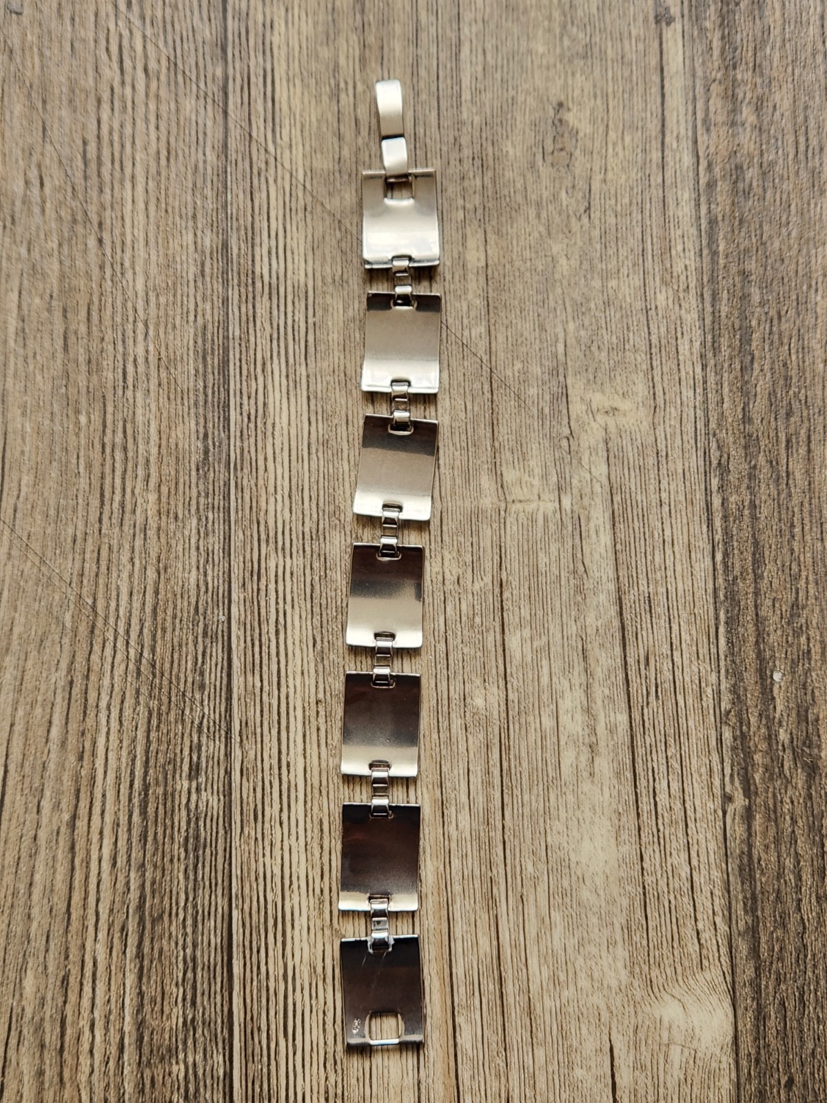 925 Stirling Silver Rectangular Links. Bracelet. … - image 4