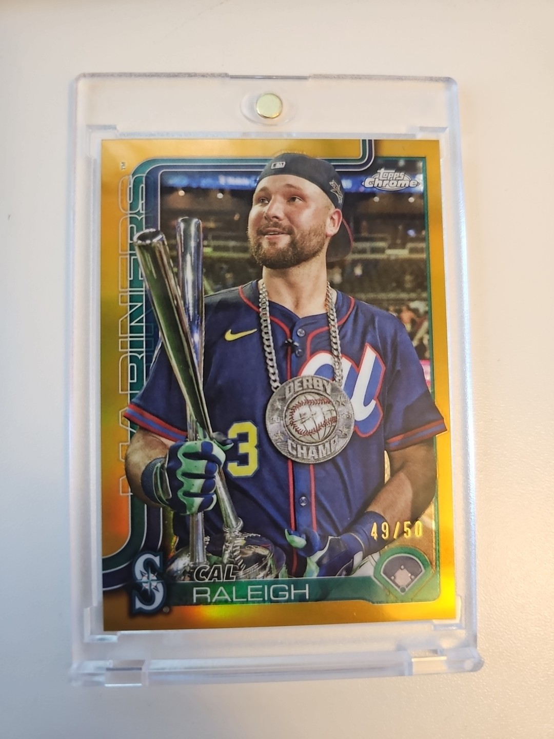 2025 Topps Chrome Update Cal Raleigh USC45 Gold Image Variation /50 Mariners SSP