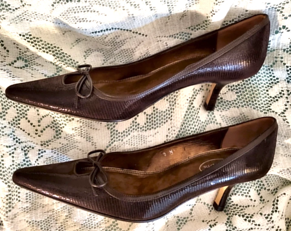 Pajarita marrón texturizada Talbots 3 pulgadas Tacones de gatito - talla 9N Foto 3 de 4