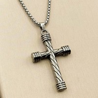 Herren Halskette Kreuz AnhäNger Edelstahl Silber Farbe Schmuck MäNner