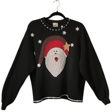 Vintage Lee Heavy Duty Snowflakes And Santa Sweatshirt Top. SZ. L.