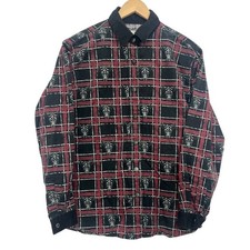 Vintage Wrangler Western Wear Women Sz Medium Plaid Bull Skull Button Up Shirt