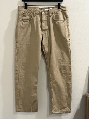 Gustin Men 36 Khaki Straight Fit Button Fly Chino Pants Pockets USA Casual *READ
