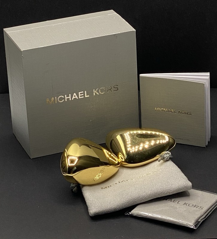 Michael Kors 14k Gold Plated Large Statement Pebble Earrings With Box & Extras