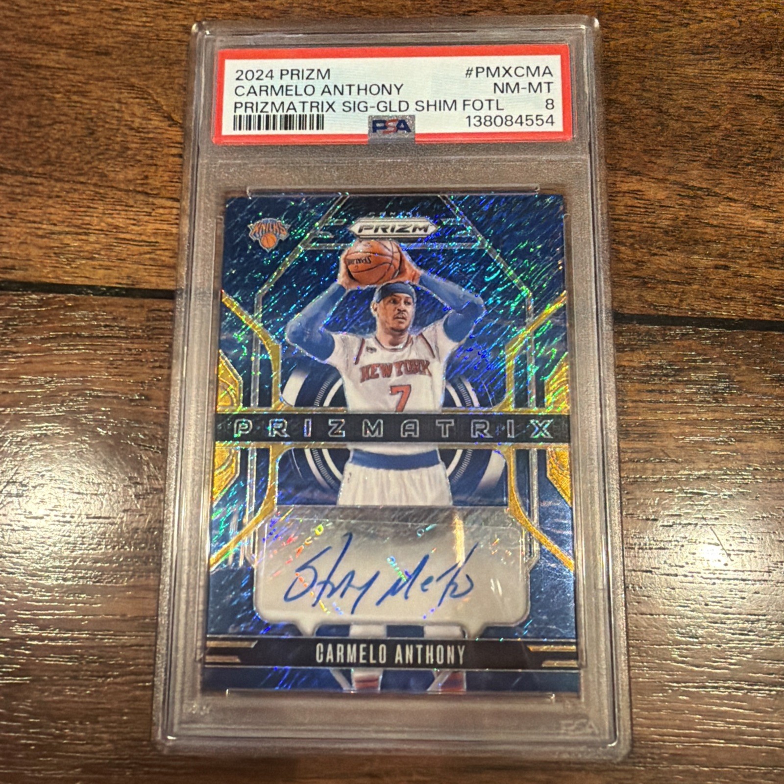 2024 Prizm - Carmelo Anthony - Prizmatrix Auto Blue Shimmer FOTL  PSA 8