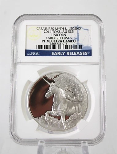 2014 Tokelau $5 Unicorn .999 Silver Elizabeth II NGC PF 70 ULTRA CAMEO