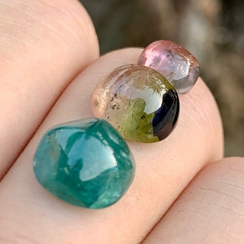 Natural Tourmaline Cabochon Parcel 11Carat Multi-Color Watermelon - Picture 4 of 11