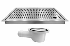Edelstahl Tropfblech zum Einlassen 440x240mm mit 2 Teilig mit Ablaufstutzen