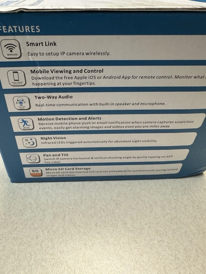 Беспроводная сетевая камера TENVIS с обнаружением движения и двусторонним аудио открытой коробкой - Изображение 4 из 4