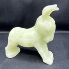 MCM Fenton Art Glass Uranium Donkey Figurine Custard Glass 5"H Glows Vintage