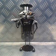 Steam Punk Cat Waiter With Fish Wine Bottle Holder Mancave/Bar/Restaurant (QQ)