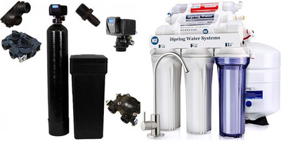 Fleck 64K Water Softener & iSpring 6-Stage Reverse Osmosis System Combo