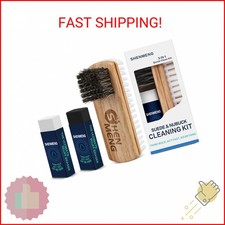 SHENMENG Suede Nubuck Cleaner Kit, 2-in-1 Suede Brush Horsehair Brush, White