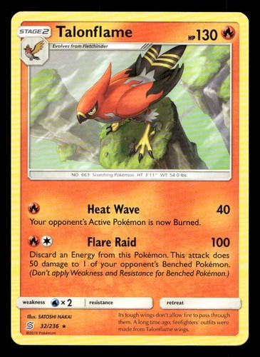 Talonflame SM - Unified Minds 32/236 LP Pokemon