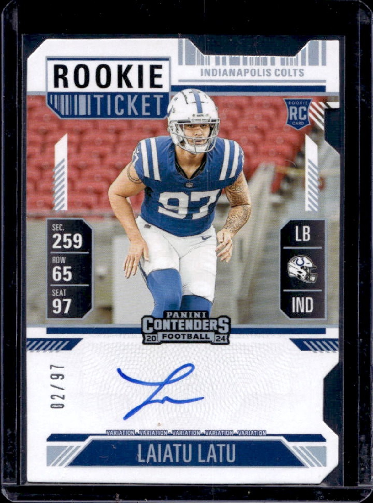 2024 Contenders Laiatu Latu Rookie Ticket RPS Variation Auto RC Stub VAR #2/97