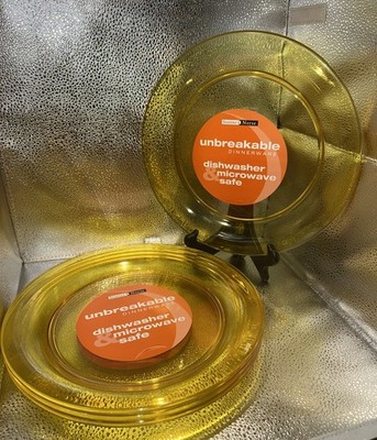 Stotter & Norse Set of (4) transparent Yellow acrylic 11'' Dinner plates