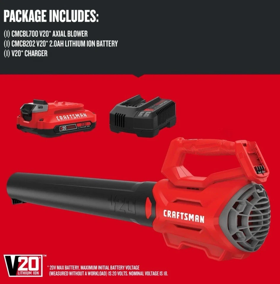 Kit soplador de hojas inalámbrico Craftsman V20 2,0 Ah (CMCBL700D1) Foto 3 de 4