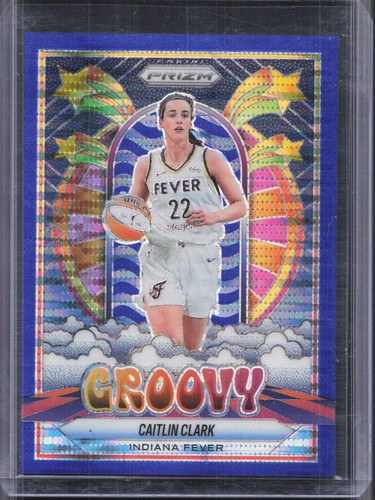 2025 Panini Prizm WNBA #10 Caitlin Clark Groovy Blue Pulsar Prizms #/199