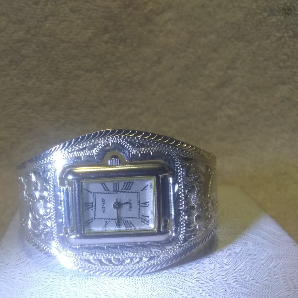 Montana Silversmiths Cuff Watch Silver Flower Filigree Gold  display picture 1