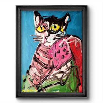 Aleph Original Art Cat 14x11 Abstract Expressionist Original Painting Canvas