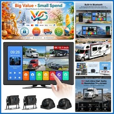 10.1 Inch 4K Touch Screen RV Backup Camera System 4 Cameras Waterproof