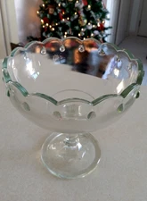 Vintage INDIANA GLASS Clear Teardrop Scalloped Pedestal Compote Candy Fruit Bowl