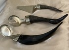 3 Piece handmade Imported Italian Horn And Silver Serving Set — photo 3