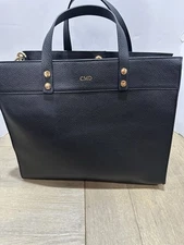 Mark and Graham Boxy essential Tote Black  leather MONOGRAM CMD Purse
