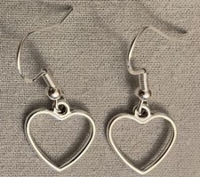 SMALL OPEN HEART EARRINGS - Pewter with Sterling Silver Ear Wires or GP DAINTY
