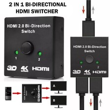 4K HDMI Bi-Directional Switch Splitter Adapter 2 in 1 Out for TV Monitor PS4